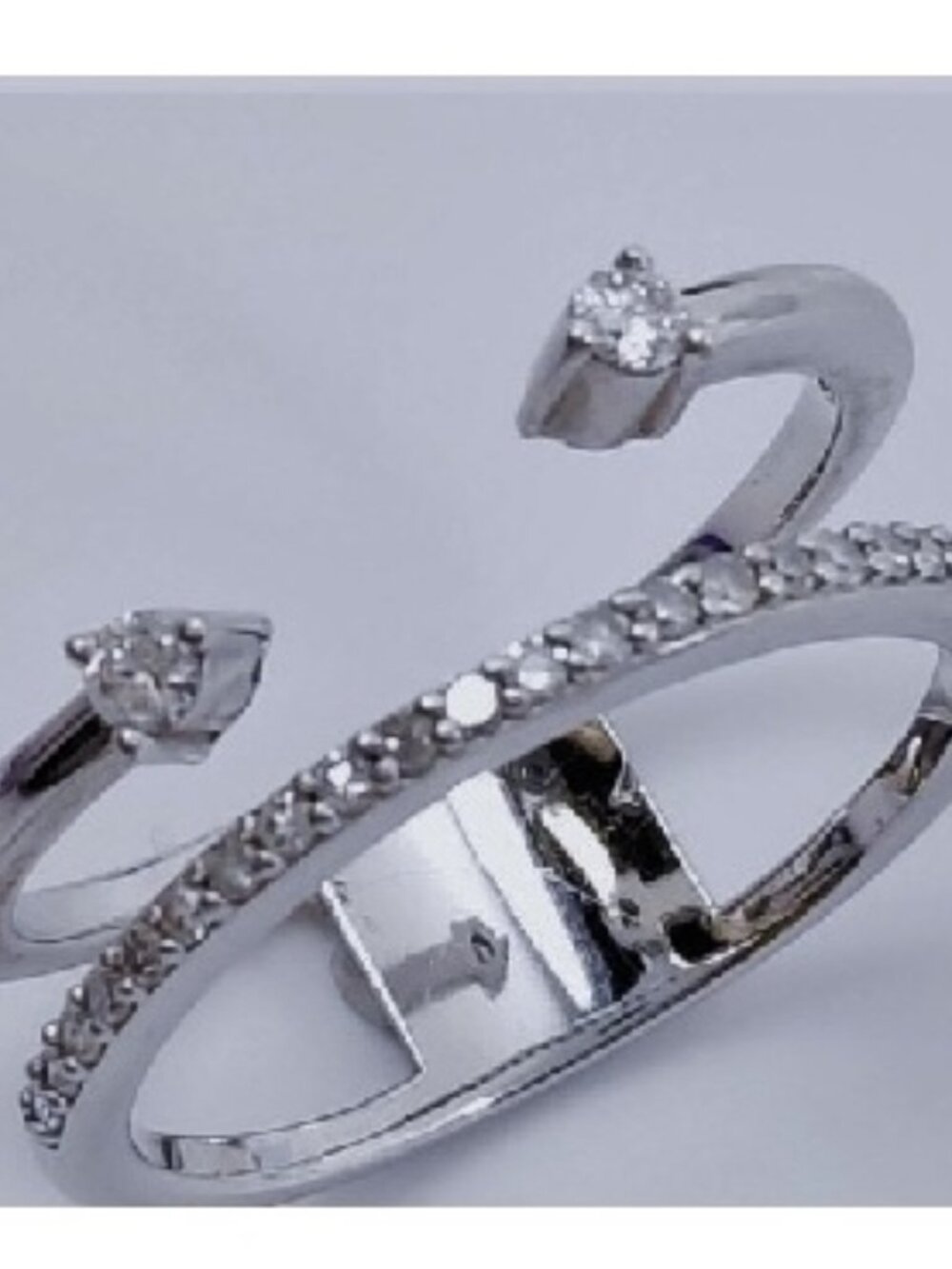 Rare 925 Silver & GENUINE Diamond Accent Open Band Ring – Sz 8